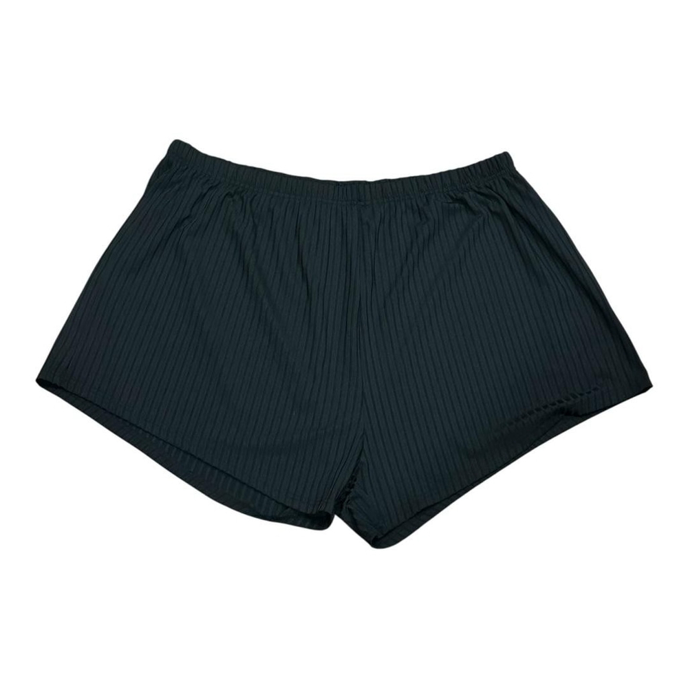 Shorts Womens Plus 4XL Black Ribbed Knit Elastic Waist Lounge Sweat Casual